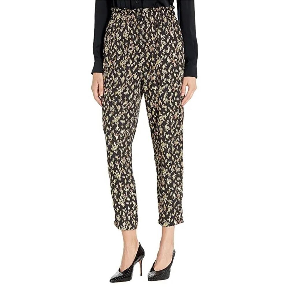 SABINA MUSAYEV Clover Pleated Floral Pants In‎ Black Size XS